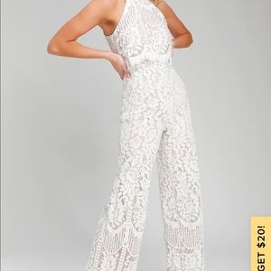 Lulus Britney White Lace Halter Jumpsuit!